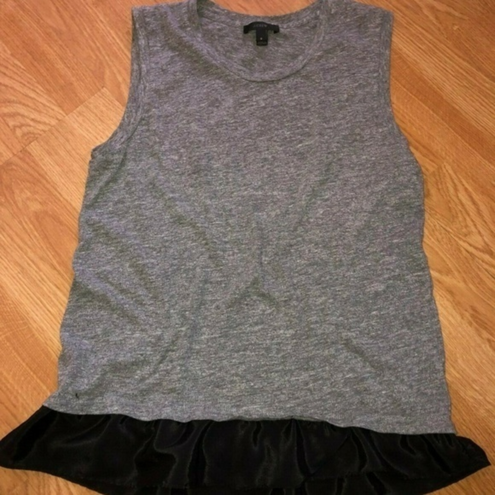 J. Crew Sleeveless Top Black Gray Small Ruffled